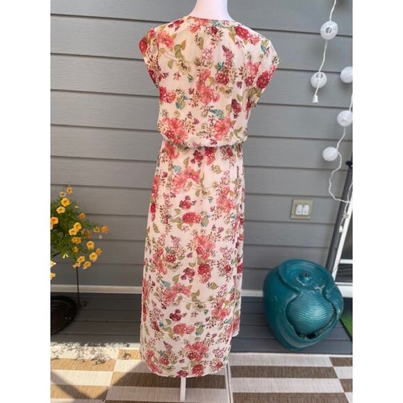 DR2 Woman Size Small Maxi Dress Sleeveless‎ Cream & Floral - Picture 3 of 6
